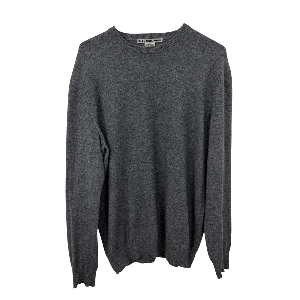 5+1_ANNAPURNA Sweater Mens XL Grey Cashmere Crew Neck Made in Italy Pullover